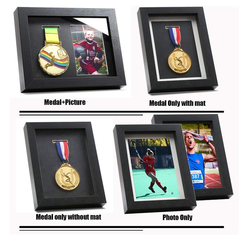 IHEIPYE Medal Display Shadow Box - Single Medal Case - Perfect for Runners, Marathon, Race Winner, Soccer, Football, Gymnastics & All Sports (Black, 6x8) - Image 2